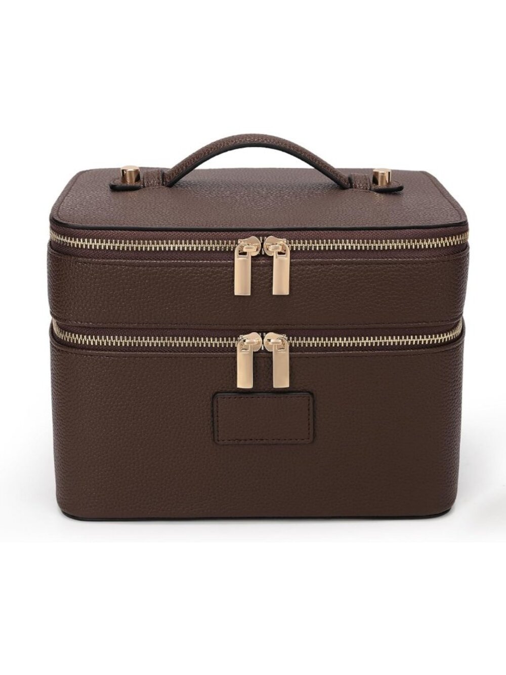 Stylish Large Leather Makeup Bag Duo - Travel Toiletry Case & Double Layer